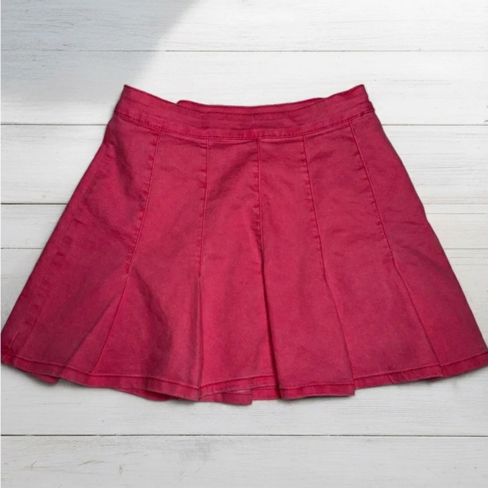 No Boundaries Y2K Hot Pink Denim Pleated Mini Skirt Juniors 11